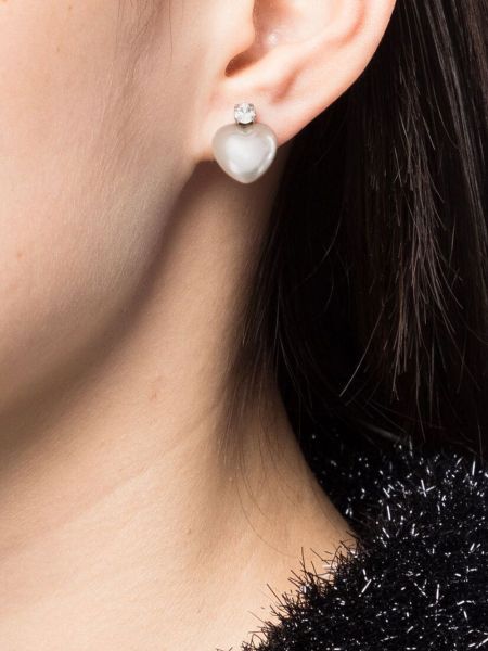 Boucles d'oreilles avec perles à boucle de motif coeur Simone Rocha blanc