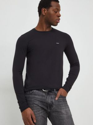 Tričko s dlouhým rukávem s dlouhými rukávy Calvin Klein černé