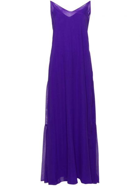 Prozorna svilena dolga obleka Max Mara vijolična