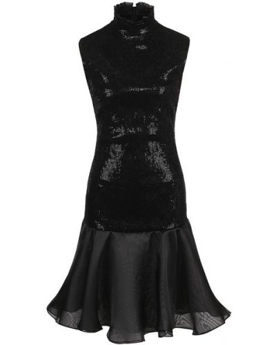 Приталенное платье мини с воротником Giorgio Armani, черное