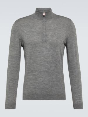 Vlnený sveter na zips Kiton sivá