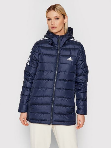Pikowana kurtka puchowa slim fit Adidas niebieska
