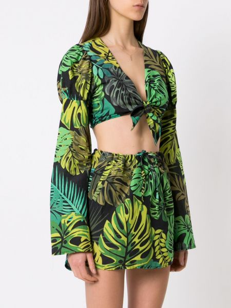 Bluzka z nadrukiem w tropikalny nadruk Amir Slama zielona