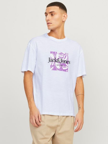 Camiseta con estampado manga corta Jack & Jones blanco