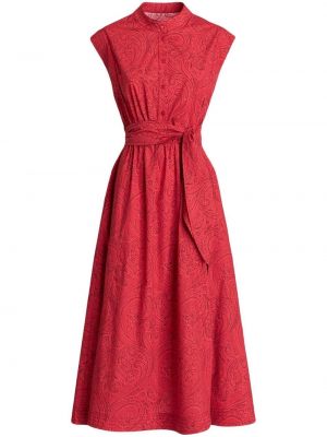 Midi kleita ar apdruku ar lāsīšu rakstu Etro sarkans