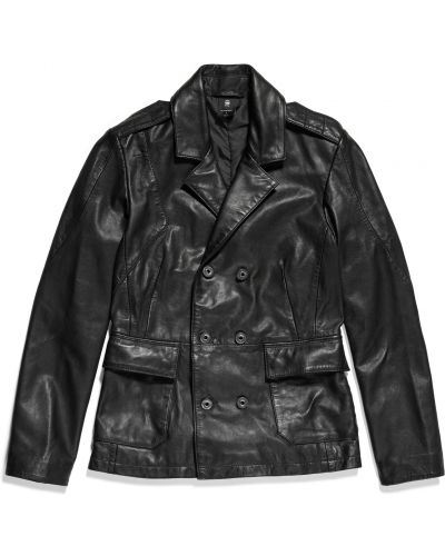 Usnjena jakna z zvezdico G-star Raw črna