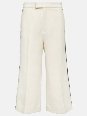 Pantaloni culottes de lână cu croială lejeră Gucci alb