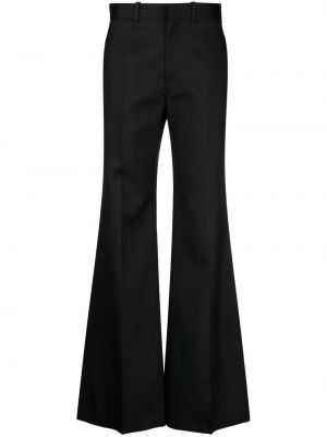 Hedvábné vlněné zvonové kalhoty s nízkým pasem Chloé - černá