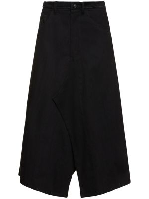 Falda midi de algodón Yohji Yamamoto negro