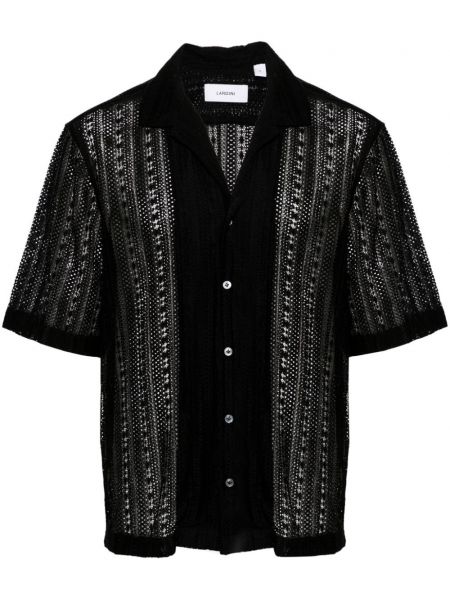 Čipkovaná priehľadná košeľa Lardini čierna