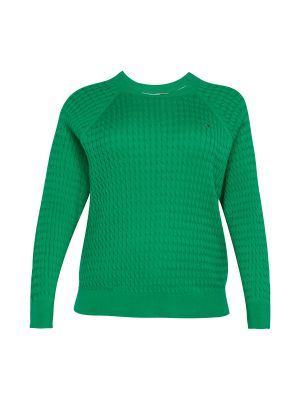 Пуловер Tommy Hilfiger Curve зелено