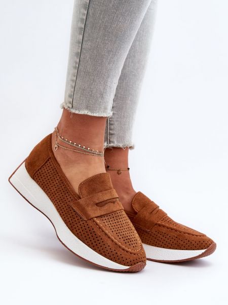 Pantofi loafer din piele de căprioară cu platformă Kesi