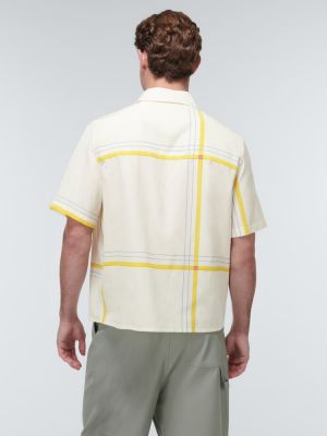 Bombažna svilena srajca s karirastim vzorcem Loewe bež