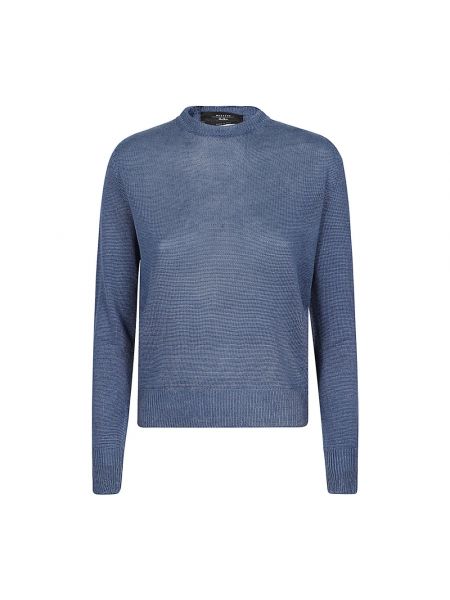 Lniany sweter Max Mara Weekend niebieski