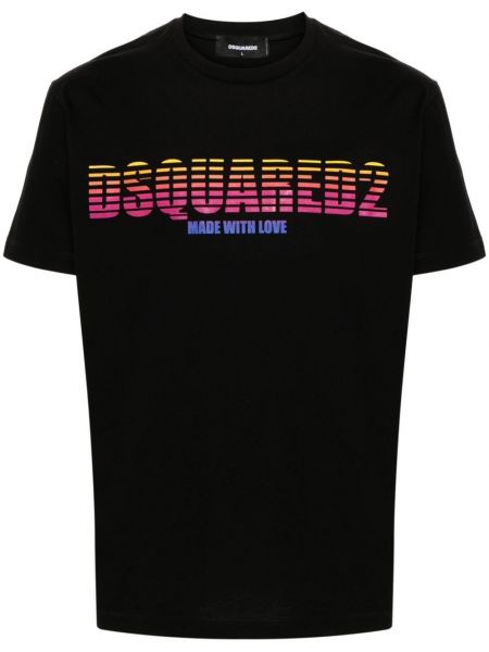 Bavlněné tričko s potiskem Dsquared2 černé