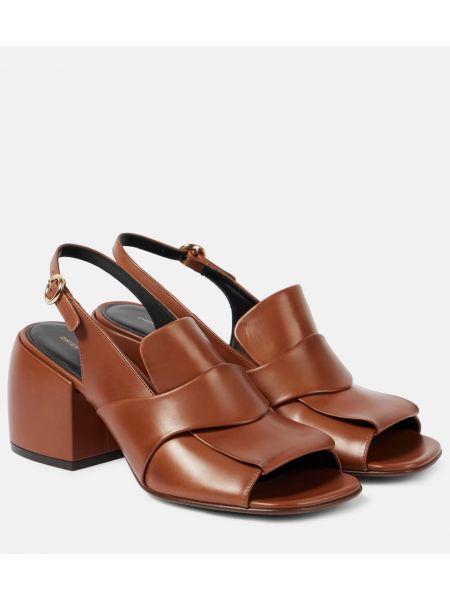 Slingback læder mules Dries Van Noten brun