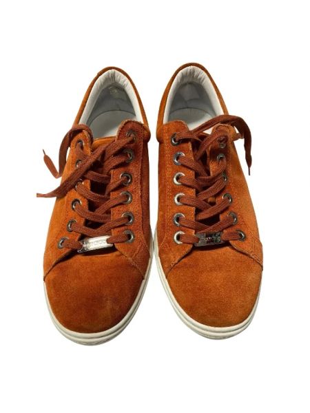 Sneakersy skórzane Jimmy Choo Pre-owned pomarańczowe