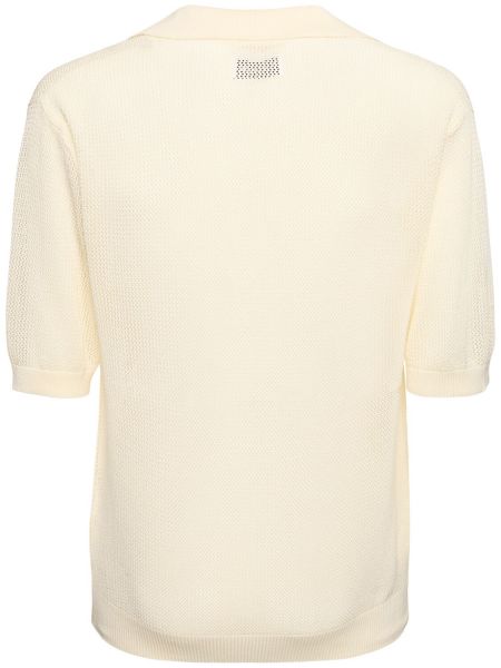 Polo en coton avec manches courtes en mesh Laneus blanc
