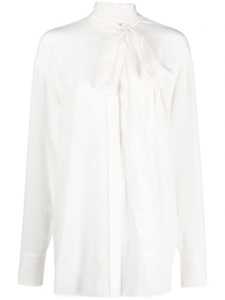 Копринена блуза с панделка Sportmax бяло