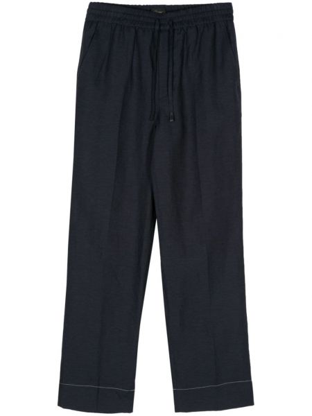 Pantalon droit en lin Brioni bleu