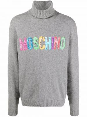 Кашмирен пуловер Moschino сиво