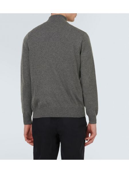 Кашмирен пуловер с цип Loro Piana сиво