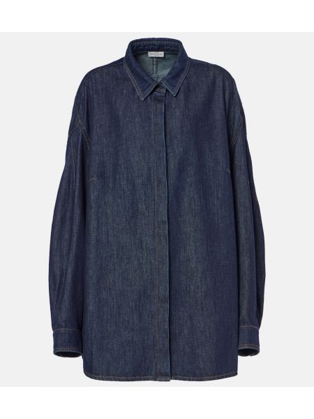 Overdimensioneret denim skjorte Dries Van Noten blå