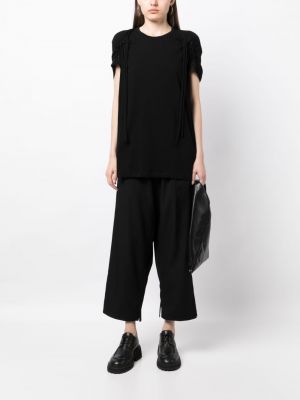 Pletené bavlněné tričko Yohji Yamamoto černé