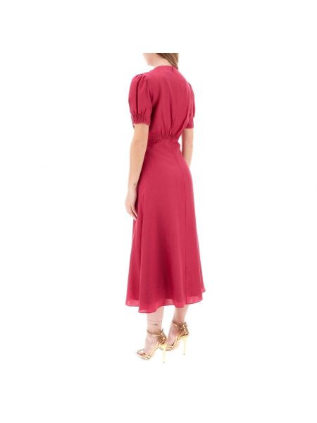 Vestido midi con bordado de seda de tejido jacquard Saloni rosa