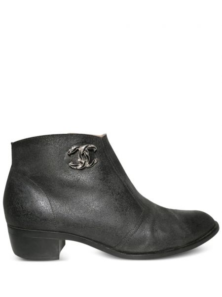 Leder ankle boots Chanel Pre-owned schwarz