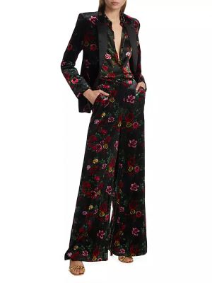 Бархатные брюки в цветочек с принтом L’agence