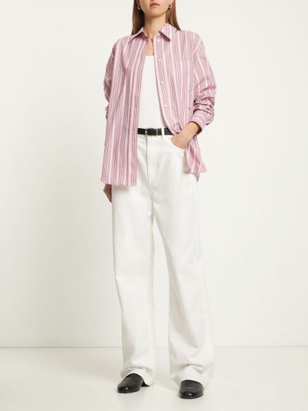 Oversized bavlnená košeľa Victoria Beckham ružová