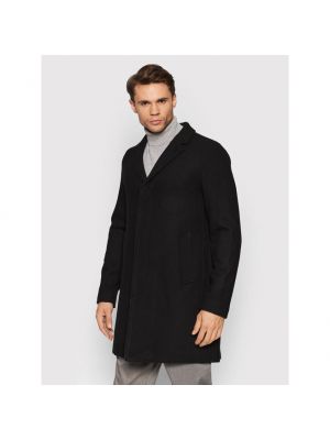 Palton de iarna de lână Selected Homme negru