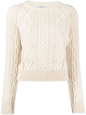 Sweter wełniany Chanel Pre-owned biały