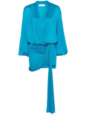 Sukienka mini z dżerseju drapowana Blumarine niebieska
