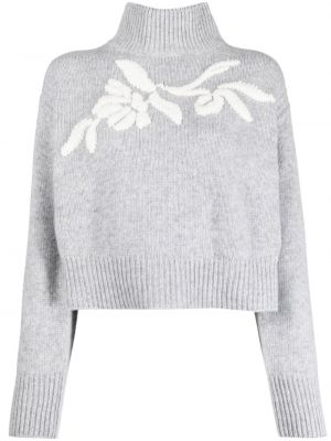 Пуловер на цветя Ermanno Firenze сиво