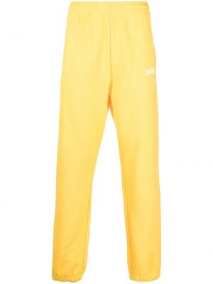Pantalon de joggings en coton à imprimé Jacquemus jaune