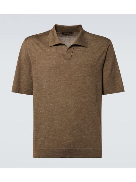 Poloshirt i linned i silke i kashmir Loro Piana grøn