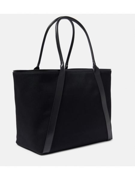 Shopper handtasche mit stickerei aus baumwoll Saint Laurent schwarz