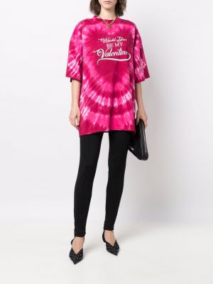 T-shirt à imprimé de motif coeur Balenciaga rose