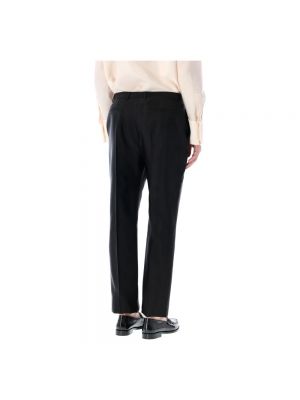 Pantalones de cintura alta de lana Saint Laurent negro