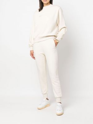 Haftowane spodnie sportowe bawełniane Woolrich białe