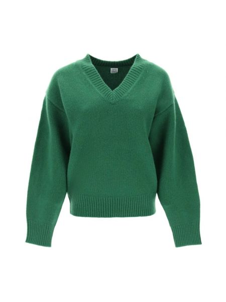 Sweter z dekoltem w serek Toteme zielony