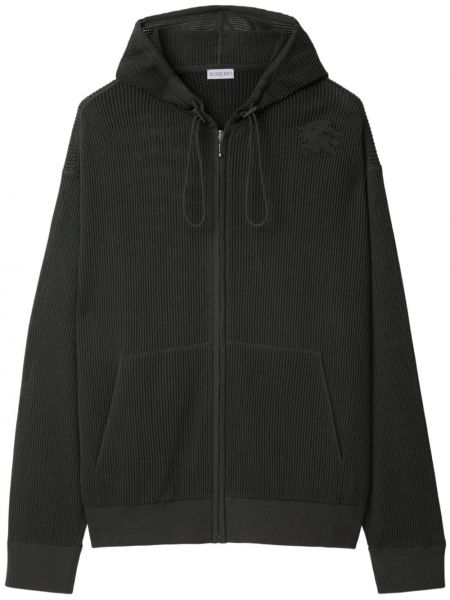 Mrežasta hoodie s kapuljačom s patentnim zatvaračem Burberry crna