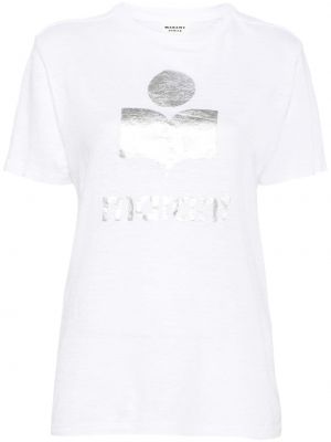 T-shirt en lin à imprimé à motif étoile Marant étoile blanc