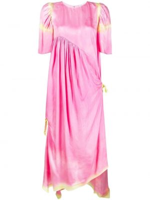 Миди рокля с принт с tie-dye ефект Collina Strada розово