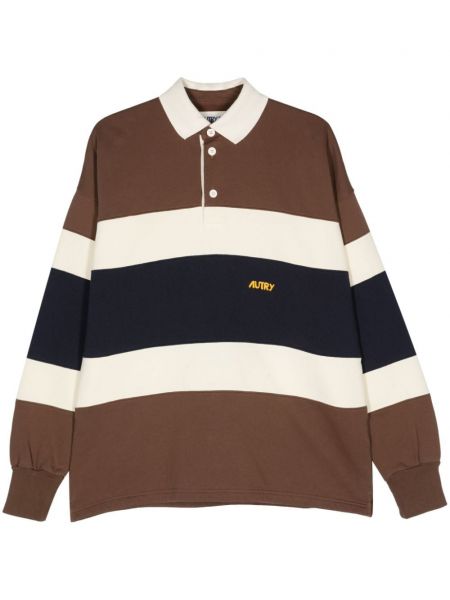 Stribet poloshirt i jersey Autry brun