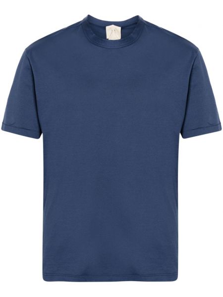 Памучна тениска с принт Ten C синьо
