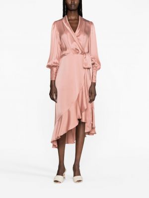 Hedvábné midi šaty Zimmermann růžové