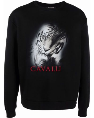 Tigerstripete trykt sweatshirt Roberto Cavalli svart